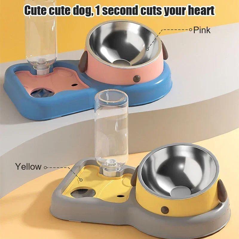 Pet Feeder Bowls Water Bottle Set And Drinkers