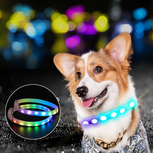 USB Rechargeable Pet Dog LED Glowing Collar Pet Luminous Flashing Necklace