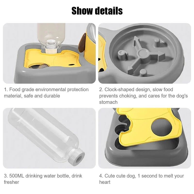 Pet Feeder Bowls Water Bottle Set And Drinkers
